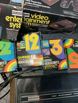 Fairchild Video Entertainment System W/ 4 Games With Boxes Rare Nintendo Atari 3