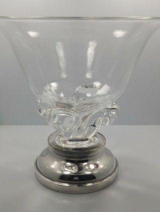 RARE vintage Steuben Crystal Glass bowl with Silver plate Base 2
