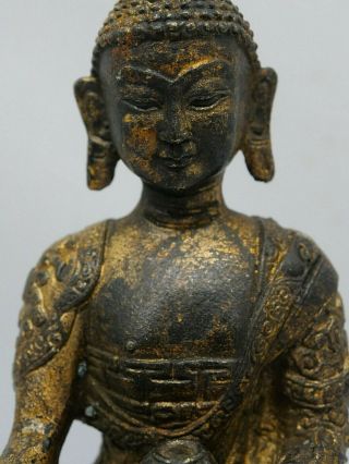 Old Bronze Tibetan / Chinese Seated Buddha Figure Unusual Example Rare