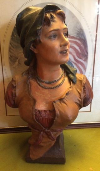 Rare Antique Woman Bust W/ Official Seal Cb