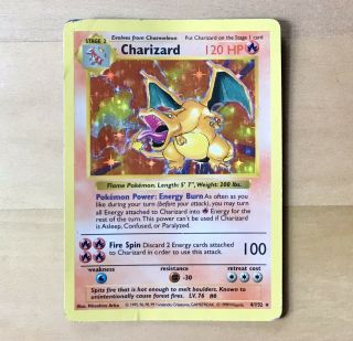 1999 Pokemon Base Set Shadowless Edition Charizard Holo Rare Card 4/102 Look
