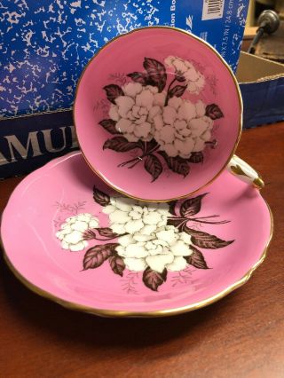 Vintage Paragon Bone China Teacup & Saucer Pink Color Floral Flower Rare