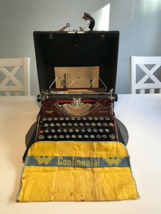 Rare Red Antique Continental 34 Typewriter Schreibmaschine Máquina De Escrever