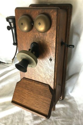 Rare Antique Wall Phone 1907 Western Electric 329w Oak Wood Hand Crank Bellworks