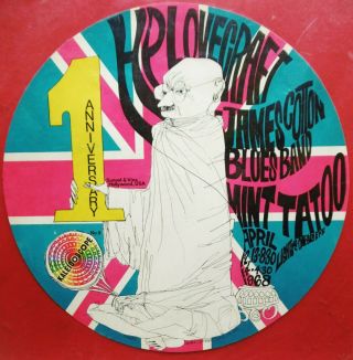 The Kaleidoscope Club 1st Anniversary Rare Concert Poster April 1968