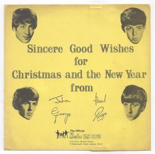 Beatles Rare Vintage 1st 1963 Uk Christmas Fan Club Flexi Disc Incl.  Newsletter