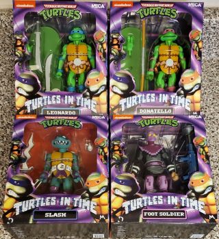 Neca Tmnt - Turtles In Time Ser 1,  Leonardo,  Donatello,  Slash,  & Foot Soldier,