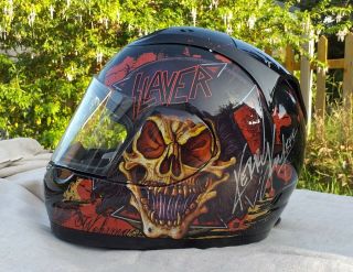 Slayer Motorcycle Helmet - Signed By Lineup Rare Autograph Hanneman