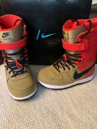 Nike Zoom Force 1 Snowboard Boots Rare Color Way Red And Camel Size 10