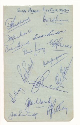 South Africa Cricket Team 1963 64 V Australia Series Rare Signed Album Page
