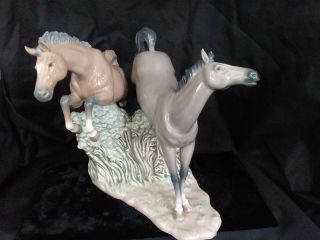 Rare Lladro Nao Wild Stallions Jumping Retired Spanish Porcelain Horse Figurine 2