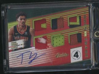 2018 Absolute Trae Young Six - Patch Auto Rookie Rc Rare Sp 1/5 Hawks