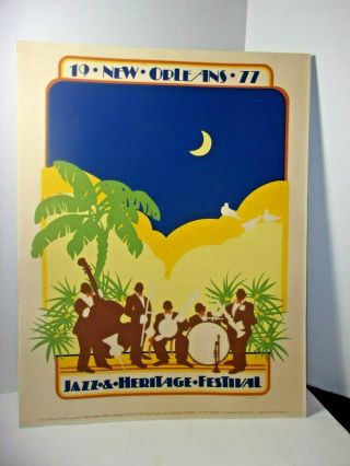 1977 Vintage Orleans Jazz Heritage Festival Rare Cardboard Poster