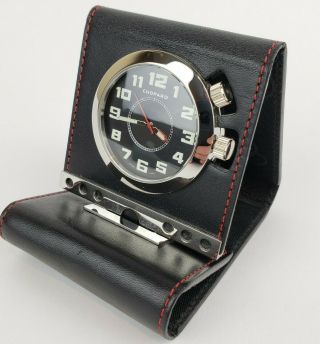 Rare Vintage Chopard 1000 Miglia Gmt Clock Desk Travel Leather Folding Case