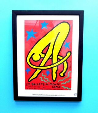 Rare Keith Haring,  Framed 17 " X13 " Poster Les Ballet De Monte Carlo 1989