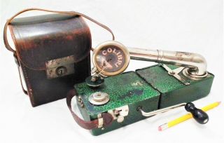 Rare Vintage Colibri Belgium Portable Phonograph Gramophone 78 Rpm Record Player