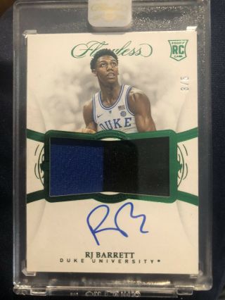 2019 Flawless Collegiate Rj Barrett Rc Rookie 2 Color Patch 