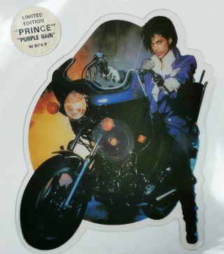 Prince Shape Purple Rain Shaped Picture Disc 1984 Rare,  Sticker M -