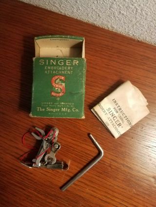 Rare Singer Vintage Embroidery Attachment Fits Featherweight And All Low - Shank