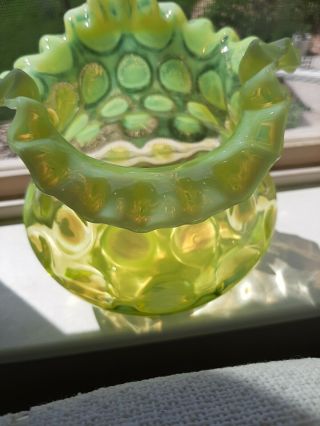 Vintage Fenton Topaz Coindot Opalescent Huge Vase Beyond Gorgeous Rare