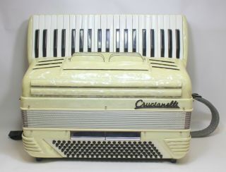 Vintage Crucianelli Pancordian 48712 Accordion White Pearl - Made In Italy Rare