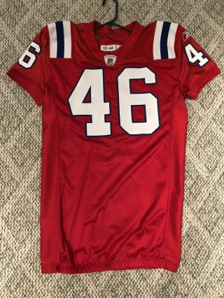 2010 England Patriots Red Game Worn Throwback Jersey Rare