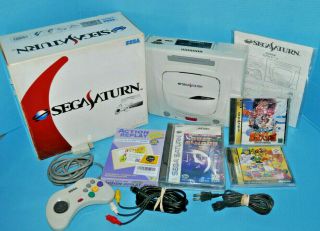 Sega Saturn White Console Region Complete Boxed System Ram Cart Games Rare