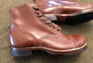 Rare WWII US ARMY Low Cut Russet Brown Service Leather Boots 7C 2