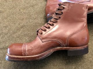 Rare WWII US ARMY Low Cut Russet Brown Service Leather Boots 7C 3