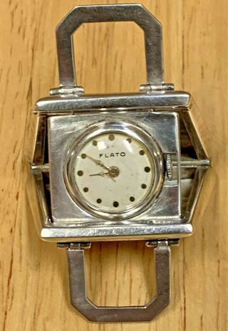 Rare 1930s Paul Flato Fine 925 Sterling Silver Travel Clock Watch Pendant