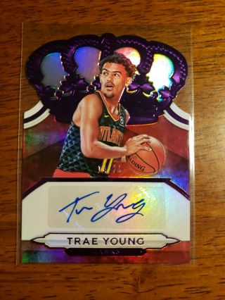 2018 Trae Young Rare Crown Royale Purple Die Cut Rookie Auto 