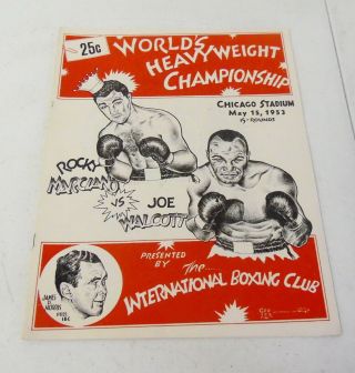 Rare May 15 1953 Rocky Marciano Vs Jersey Joe Walcott Official Boxing Program