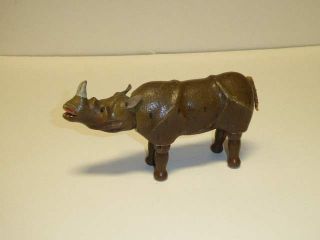 Rare Schoenhut Rhinoceros Glass Eyes Vintage Wooden Toy Circus