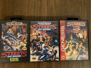 Sera Genesis Streets Of Rage 1 2 3 Trilogy Complete Cib Authentic Rare Vintage
