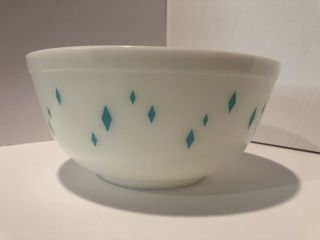 Rare Hard To Find Pyrex Turquoise Blue Diamonds 403 Bowl Dainty Maid Promo