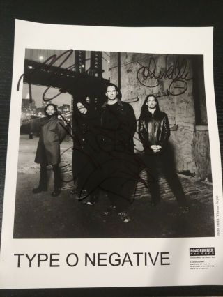 Rare Type O Negative Hand Signed B&w 8x10 Band Promo Photo Authentic 1999 Steele