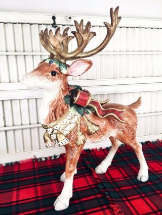Rare Retired Fitz And Floyd Classic Christmas Reindeer Standing 17”