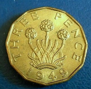 1949 King George Vi Brass Threepence,  Very Rare In This Very High To Top Grade