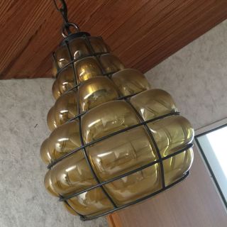 Vintage Ceiling Lamp Murano Brown Color Rare Art Deco Mid Century 70s Décor