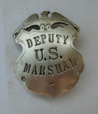 Rare Vintage Sterling Silver Old West Deputy Us Marshal Badge Pin 2 " Eagle Look