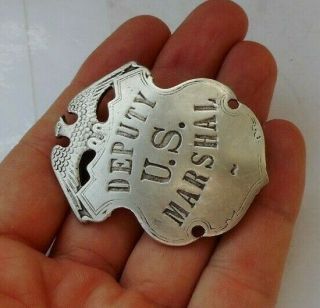 RARE Vintage Sterling Silver Old West Deputy US Marshal Badge Pin 2 