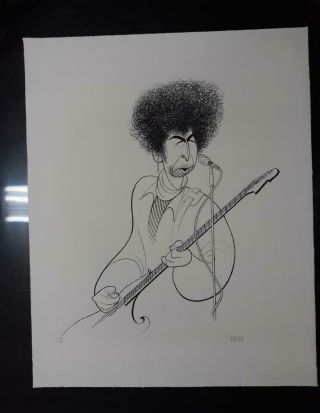 Bob Dylan By Albert Hirschfeld,  Handsigned Low Edition Litho,  11/200,  Rare