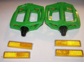 Vintage Nos Shimano Dx Flat Pedals With Pegs 1/2 " In Green Color Very Rare