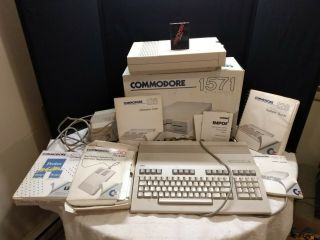 Rare Vintage Commodore 128 Computer System,  1571 Disk Drive,  Mouse Plus More