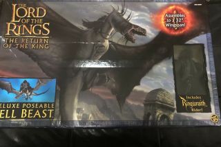 Toybiz Lord Of The Rings Deluxe Posable Fell Beast W/ringwraith