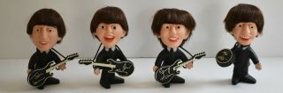 Rare 1964 Set Of 4 Vintage Remco Soft Plastic Beatle Dolls With Instruments Nm