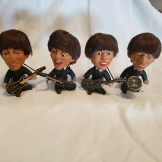 The Beatles Remco Dolls Set Of Four With Instruments - Rare Vintage 1964