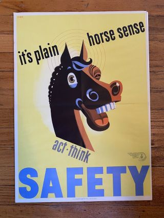 Rare Authentic 1942 World War 2 “it’s Plain Horse Sense” Propaganda Poster
