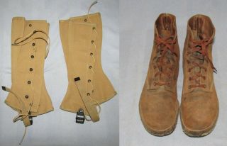Rare Ww2 Period Usn Issue Roughout " Boondocker " N - 1 Utility Boots/leggings