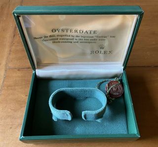 Rare Vintage Rolex Oysterdate Green Wedge Box & Red Tag 1960s